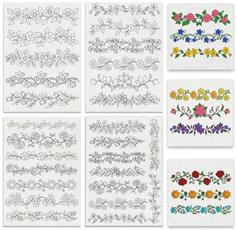 BENECREAT 4 style 27 Pcs Bordure de Fleur Soluble dans L'Eau Stabilisateurs de Couture à la Main Motifs de Broderie Hydrosolubles à Longues Fleurs en Rotin pour Chemises Manteaux des Sacs Serviettes
