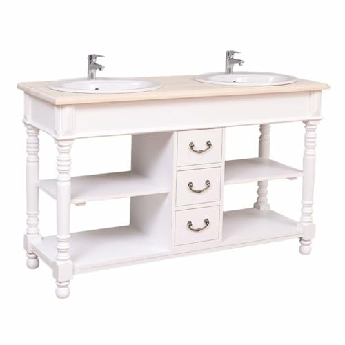 Casa Padrino Country House Style Double Washbasin with 2 Washbasins / Natural, White, 150 Cm
