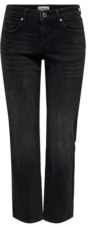 ONLY Onllopez Low Waist Straight DNM Tai435 Tai435-Dnm a Vita Bassa, Nero delavé, 28W x 30L Donna