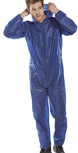 OS Smart Choice Disposable Boilersuit, White, Non-woven Polypropylene, Elasticated Hood and Waist, Laboratory Overall (5, BLUE, XXL)