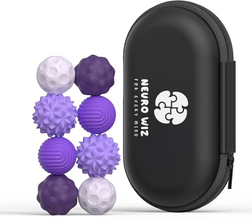 Magnetic Sensory Fidget Balls 8-Pack – Textured Silicone with Carry Case | Tactile Toy for Teens & Adults | Focus, Stress & Anxiety Relief | Ideal for ADHD, Autism, Desk or Travel (Purple, 8-Pack)