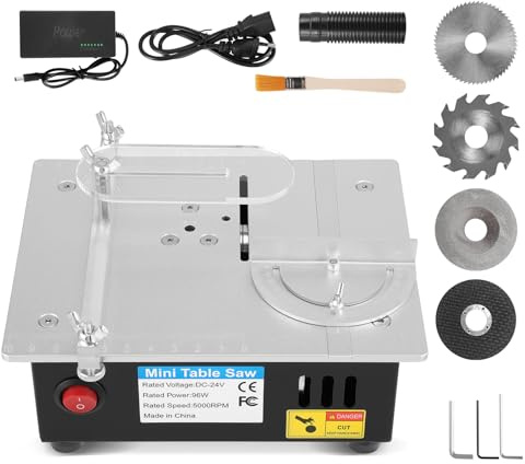 Mini sega da tavolo multifunzione, 96 W, sega da tavolo rotonda per artigianato, 7 posizioni, portatile, elettrica, taglierina da banco per legno, con 4 lame (B)