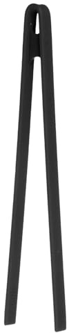 sourcing map 11.4 Silicone Toast Tongs, Kitchen Tong Heat Resistant Kitchen Utensil for Cooking Toaster Salad Food BBQ Pan Bacon Fried Steak, Black