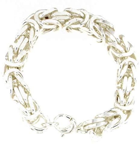 Tendenzalia Kungligt armband original italiensk byzantiner-kedja försilvrad 10 mm bred längd valbar, Mässing