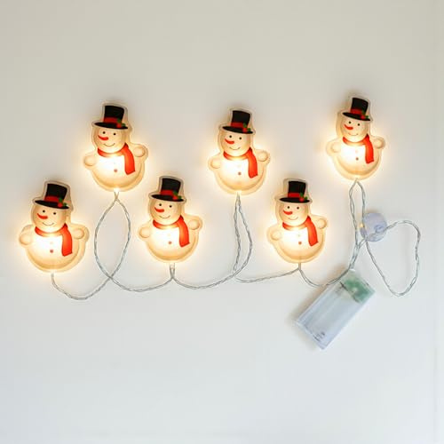 Spetebo Autocollant de fenêtre à LED - Motif bonhomme de neige - 100 cm - Avec minuterie - 6 LED - Guirlande lumineuse de Noël avec figurines autocollantes - Décoration de Noël réutilisable