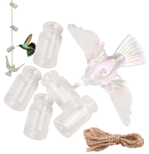 Comederos para colibríes para exteriores, pequeños suministros transparentes a prueba de fugas, comedero para colibríes, para ver observar aves, jardinería, patio, al aire libre, interior, hogar