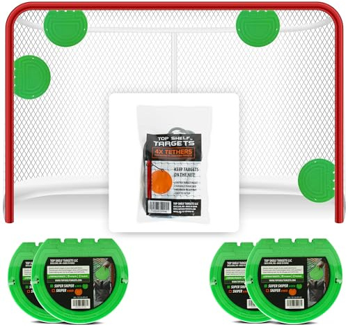 Top Shelf Targets Super Sniper 6 Magnetic Shooting Discs – 4-Pack Accuracy Trainers for Hockey & Lacrosse Nets – Includes Free Tethers – Durable Precision Markers for Practice