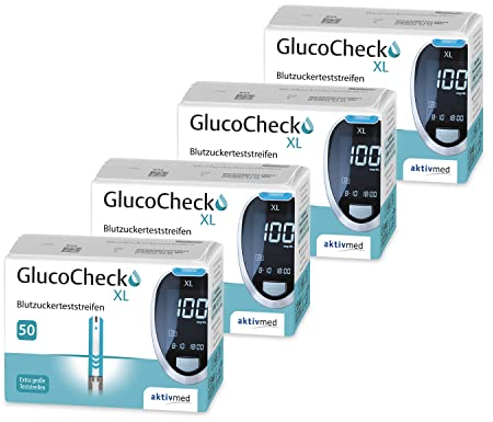 GlucoCheck XL - 200 Blutzuckerteststreifen zur Kontrolle des Blutzucker-Wertes - Anwendbar mit dem GlucoCheck XL Blutzuckermessgerät