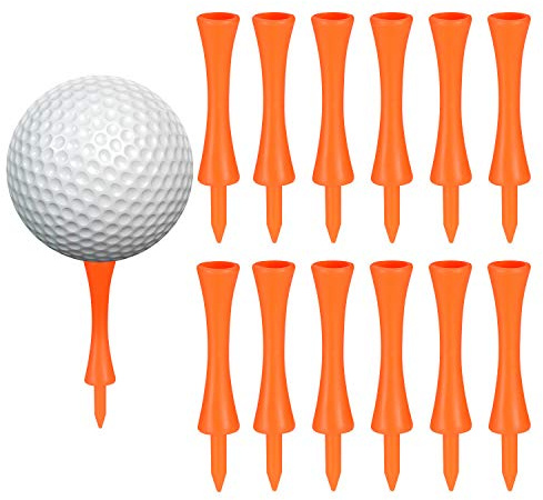 Zocipro 100Pcs 70mm Plastic Golf Tees - Durable Castle Golf Tees for Driver, Practice Mats and Plastic Balls (Orange)