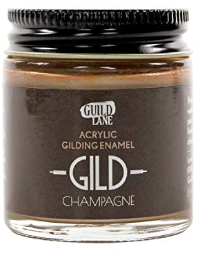 Guild Lane GILD Metallic Acrylic Enamel Paint - Champagne - For Wood, Metal, Glass, Furniture & Crafts - Water-Based, Non-Tarnish Finish - 30ml Jar - Made in Britain