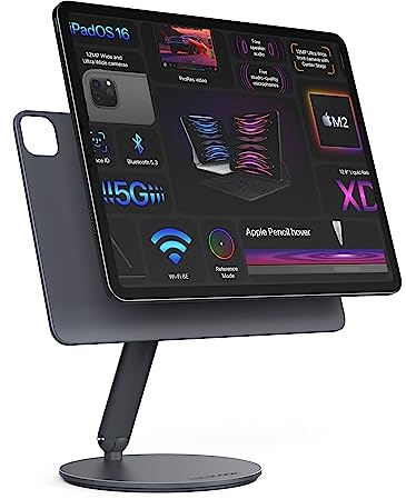 LULULOOK Aufrüstung Drehbar Magnetisch iPad Ständer, Faltbarer iPad Pro Ständer mit 360° Schwenk Basis, Aluminium Magnet Tablet Halterung für iPad Air 13'' M3(2025)/M2, iPad Pro 12.9''3rd/4th/5th/6th
