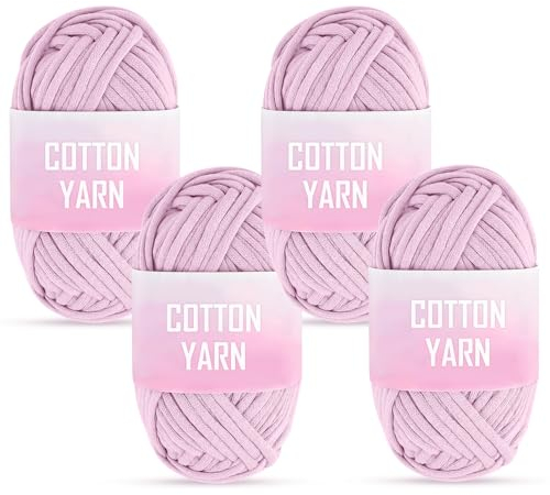 KFDDRN Häkelgarn Set - 4 Stück Dickes Baumwollgarn zum Häkeln für Anfänger, 4 x 50 g (Lila)