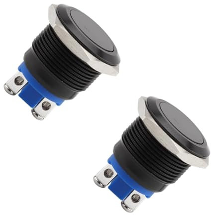 Bouton De Démarrage Rond,Commutateurs à Boutons Poussoirs Momentanés,Bouton Étanche,Commutateur Poussoir,Boutons Poussoirs Momentanés,22mm Commutateurs Boutons Poussoirs Momentanés en Métal,2PCS