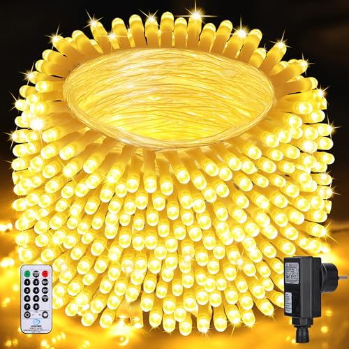 Auriostar Lichterkette Außen 40M 400LED - Lichterkette Weihnachtsbaum Outdoor Innen 8 Modi mit Fernbedienung Timer, IP44 Wasserdicht Lichterkette Strom für Party Garten Hochzeit Weihnachten Warmweiß