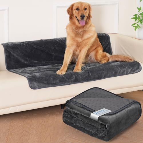 HezzLuv Manta Impermeable para Perros 100 x 120 cm, Manta Lavable de Franela para Sofá y Cama, Antideslizante, Calida, Antifugas, Protector de Muebles para Perros y Gatos de Tamaño Pequeño a Grande