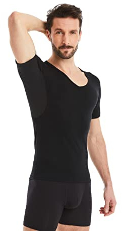 FINN Anti-Schweiß Shirt Herren mit V-Ausschnitt und integrierten Achselpads gegen Starkes Schwitzen - Unterhemd mit garantiertem Schutz vor Schweißflecken und Schweißgeruch Schwarz 4XL