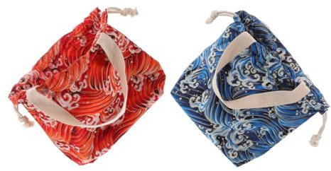 Cabilock Borsa Per Il Pranzo Giapponese - Contenitore Per Alimenti in Tela Con Coulisse Borsa Bento Portatile Per Studenti Adulti Scuola