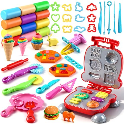 Ophy Juego de Plastilina Creative Fun para Plastilina Niños 2 a 5 Años | 48 Piezas con Moldes Plastilina y Herramientas Plastilina | Plastilina Bebé 1 Año No Tóxica | Regalo Ideal