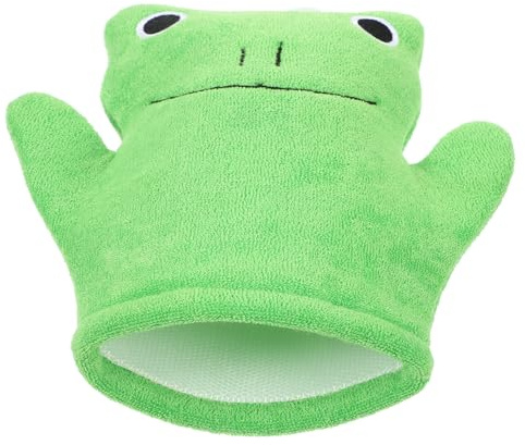 Alipis Dual-sided Frog Shape Bathing Mitt Shower Gloves Made of Toweling Material for High Durability and Comfortable Cleanse, Gentle Skin Scrubbing Exfoliation Glove for Shower and Spa