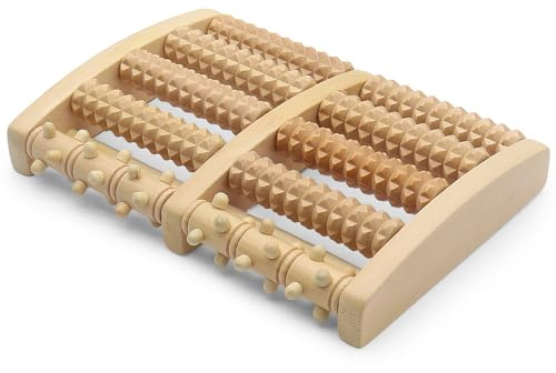 Rouleau de massage des pieds en bois – Rouleau d'acupression double pied pour relaxation de la voûte plantaire, soulagement du stress, massage des pieds à pression profonde, rouleau relaxant en bois