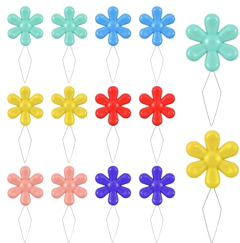 16 Pack Needle Threaders, Assorted Colorful Flower Head & Wire Loop Tools for Hand Sewing, Embroidery, and Cross Crafts