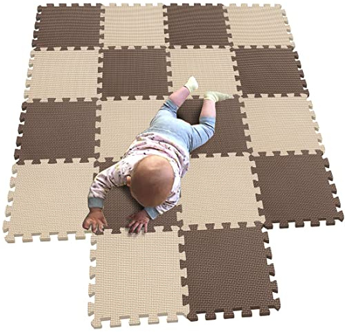 MQIAOHAM® 18 Pieces Puzzle Play Mats, Soft Baby Play Mat, Kids Interlocking Foam Floor Tiles, Toddlers Carpet Playmats G301018-106110
