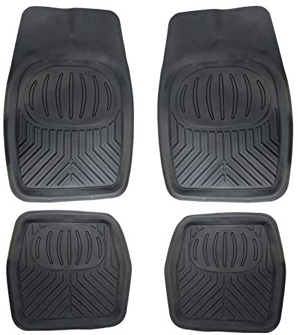 UKB4C Black Heavy Duty Rubber Floor Mats Deep Tray Type 4 Piece Black Focus Mondeo Fiesta Figo C-Max Kuga Ranger