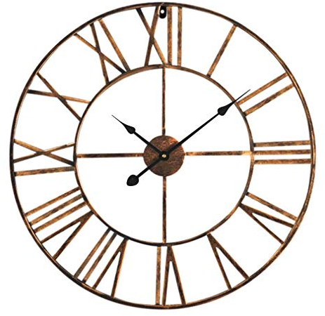 Casa Chic Wanduhr für Küche Wohnzimmer Badezimmer, Uhr Lautlos, Wanduhr Groß, Metall Uhren mit Quarz-Uhrwerk, Große Küchenuhren, Wand-Uhr Modern, Vintage Wanduhr ohne Tickgeräusche, Outdoor Uhr 60 cm