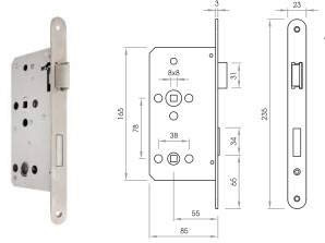 Cerradura embutir P75SCBK Acero Inox-Zamak
