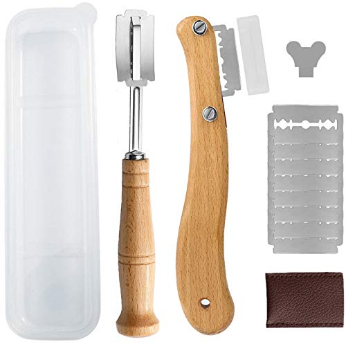 Taglierino per Pane, Lama Pane, Coltello da Panettiere, Bread Lame Coltello per Segnare, Lametta per Pane, Coltello per Impasto, Bread Bakers Lame(Curved-line Lame + Straight-line Lame)