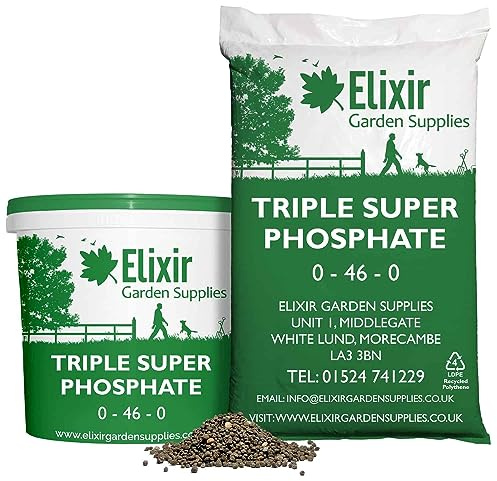 Elixir Gardens Triple Super Phosphate Ripening Fertiliser | NPK 0-46-0 | Fruit, Root, Vegetable & Flower Feed | 500g - 25kg Available in a Bag or Tub | Covers up-to 66m² | 1kg Tub