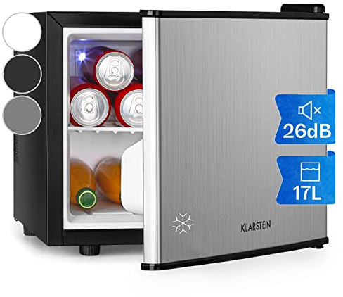 KLARSTEIN Mini Frigo de Chambre pour Boissons, Silencieux, Mini Bar Intérieur, Bières, Vins, Petit Refrigerateur Camping, 3 Niveaux de Refroidissement, Frigo Cosmetique, 0-15°C, 17L