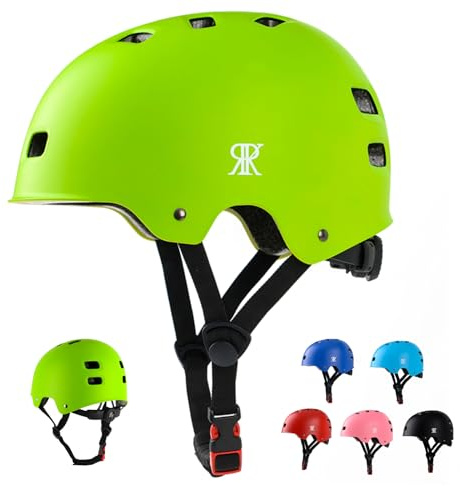 Youth Kids Bike Helmet, Skateboard Bicycle Helmet for Age 5-8-10-12-14 Teen Boys Girls Adjustable and Multi-Sport for Scooter Roller Skate (Green M)