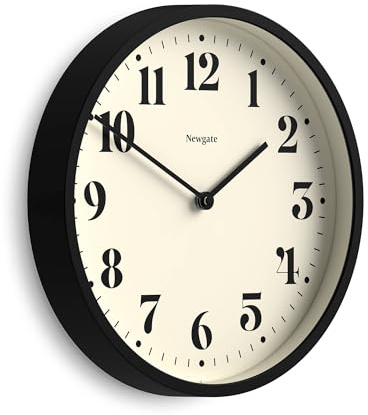 NEWGATE® Theatre wall clock | Modern round clock | 30cm | Black | Decorative numbers | Ideal for kitchen, living room or office