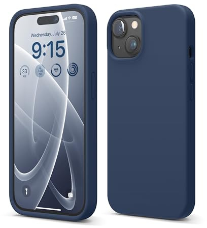 elago Liquid Silicone Case Compatible with iPhone 15 Case, Premium Silicone, Full Body Protective Cover [4 Layer Shockproof Structure], Anti-Scratch Soft Microfiber Lining (Jean Indigo)