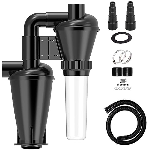 Colector de polvo de doble filtración y ciclón para carpintería DIY con filtro turbocompresor de 50 mm/2 pulgadas, vacío con brida colección (filtración completa (dual))