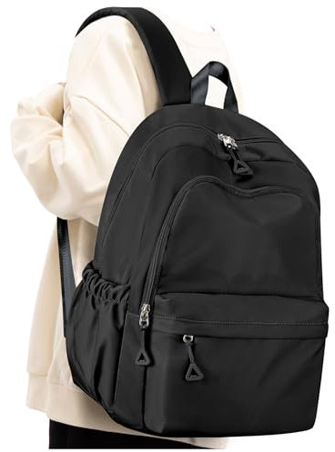 Livbote Zaino Scuola Media e Superiore, Università Impermeabile, Leggero, Porta PC per Ragazza e Ragazzo, Nero