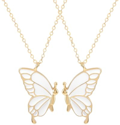 Zeayebsr Collier D'amitié Papillon pour Filles - Bijoux Longue Distance Anniversaire Noël Demoiselle D'honneur Cadeaux pour Dames Soeurs