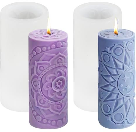 2 Stück Zylinderförmig Kerzenformen, Kerzen Formen Silikon, Kerzen Gießform, mit 50 Kerzendochte, DIY Handwerk Dekoration, Kerzen Selber Machen Formen Silikon