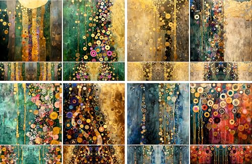 Klimt - Papel de arroz abstracto, 29 x 29 cm (2 hojas), 8 diseños para collage, medios mixtos, tarjetas y manualidades, decoupage CRAFT KREATIVELY