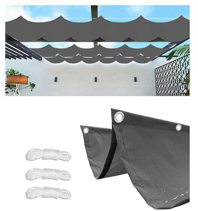 Retráctil Toldo Vela Rectangular 2x3M(AxL) Toldos Exterior Terraza Impermeable Ondulada Toldo Vela de Sombra con Ojales y Cuerdas 95% protección UV para Exterior Patio jardín Gris Oscuro