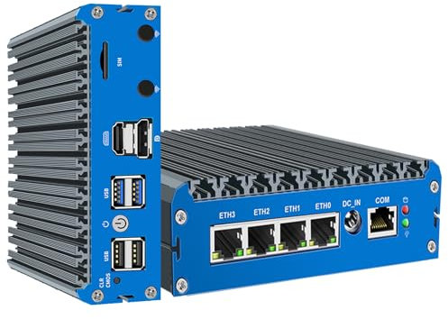 Lüfterlose Firewall-Appliance, Mini-PC N150, Firewall-VPN-Server, Router, 4*Intel i226 2,5GHz DDR5 16GB 256GB NVMe SSD, Geeignet für pfSense/OPNsense/OpenWrt/Proxmox/AESNI