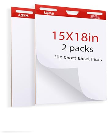 KIFZM 2 Packs Sticky Easel Pad 38x46 cm Self Stick Flip Chart Paper for Office School Classroom Supplies