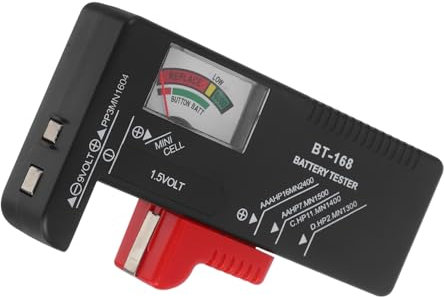 DIYEAH Tester Per Batterie Bt-168, Misuratore Analogico Capacità Batterie Aa Aaa 1,5 v e 9 V, Controllo Livello Carica Codice Colore Per Uso Domestico e Dispositivi Elettronici