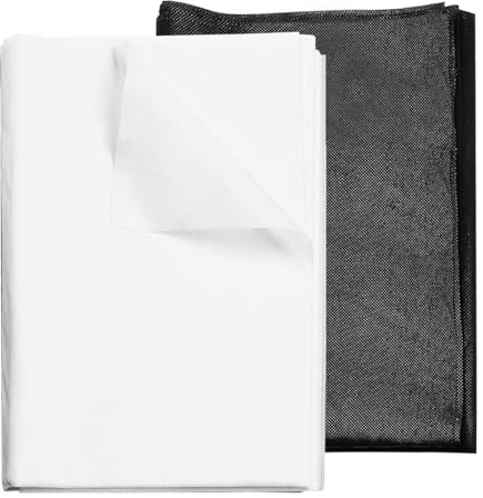 msymsyu 3㎡ strykfleece 50 g/㎡ strykinlägg 2 ark volymfleece | Svart (100 x 100 cm) och vitt (100 x 200 cm) fleecetyg för strykning vid skrynklor, sömnad och förstärkning av kläder