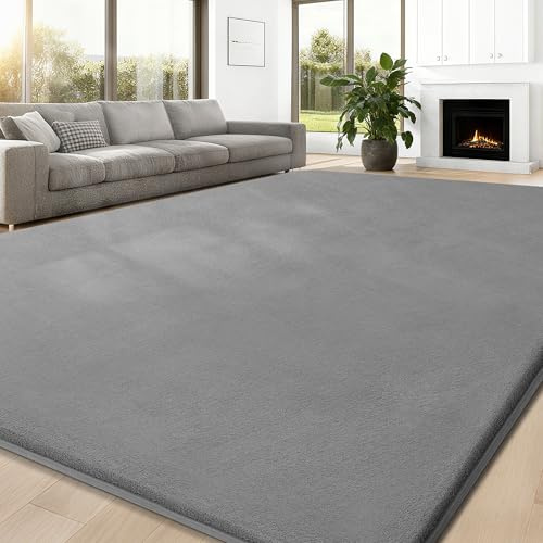 JOJOSEE Carpet Rugs Living Room Large 200 X 300 cm, Anti Slip Large Rugs for Bedroom, Washable Area Rug Fluffy Shaggy Rugs for Living Room Kids Room Bedroom (Light Grey, 200 X 300cm)