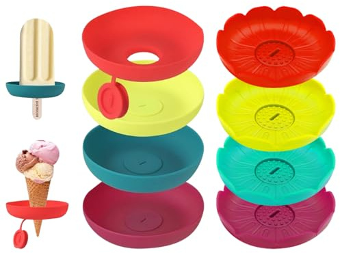 EDLMKM 8 PCS Ice Lolly Holder Drip Catcher, Popsicle Holder for Kids, Reusable Ice Cream Holder, No-Drip Popsicle Holders, Drip Catcher Ice Cream Pop Holder for Pool Party Home Gadget