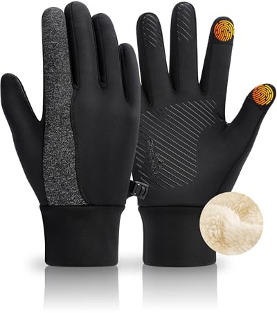 GXCROR Guanti invernali da donna e uomo, guanti da sci con fodera termica in pile caldo touch screen, adatti per corsa, ciclismo, escursionismo, guida, passeggiate, calcio, sport