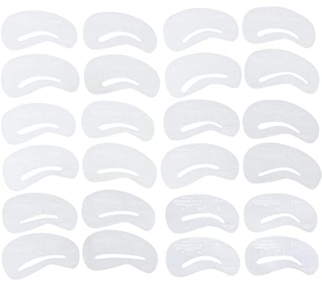 DEARMAMY 24pièces Pochoirs à Sourcils Gabarits de Maquillage et Modelage Outils de Beauté Transparents Abs Jeux Variés pour Tracé Précis