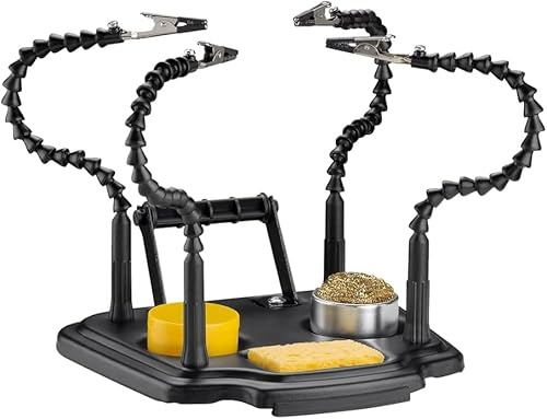 Reggi Scheda Elettronica ANFEL AN-11M-1 Supporto Terza mano per Saldatura Dissaldatura con 4 Bracci Snodati regolabili Spugne Pasta Saldante e Porta Rocchetto Stagno